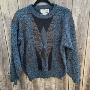 Vintage Sweater with Leather Details